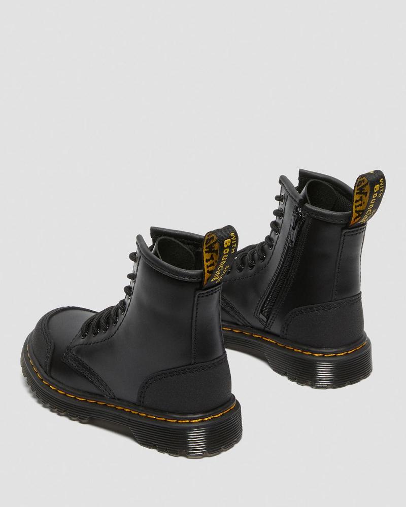 Kids' Dr Martens Toddler 1460 Overlay Leather Casual Boots Black | AU 664NWY